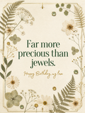 Far More Precious Than Jewels birthday card, front