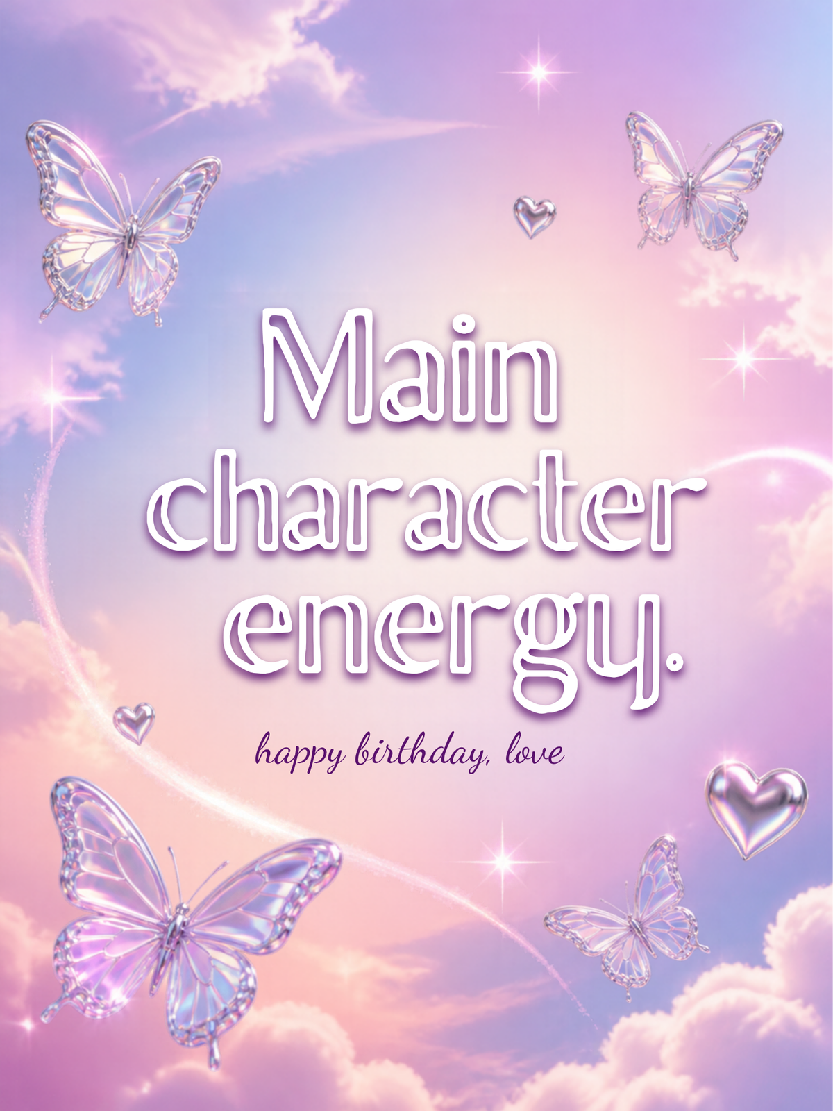 Main Character Energy birthday card, front