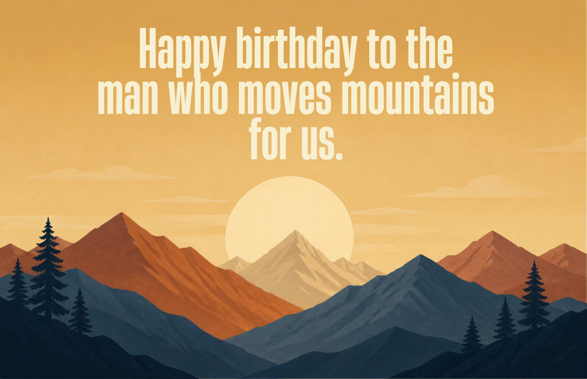 Moves Mountains birthday card, front