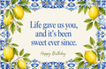 Sweet Ever Since (Lemons) birthday card, front